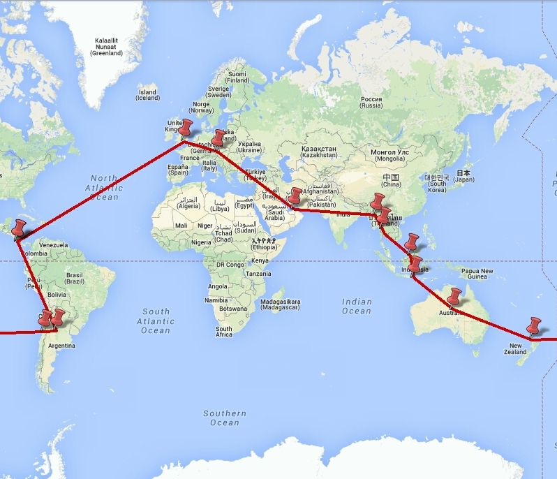 Route Weltreise 2014