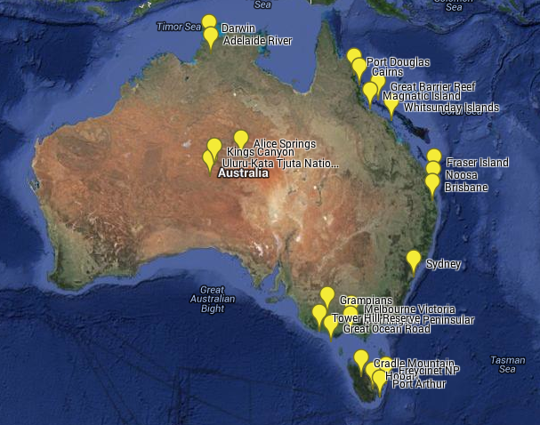 Karte Weltreise Australien