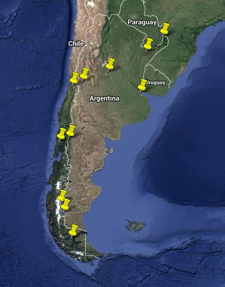 Chile und Argentinien Karte Weltreise