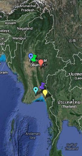 Myanmar Karte Weltreise
